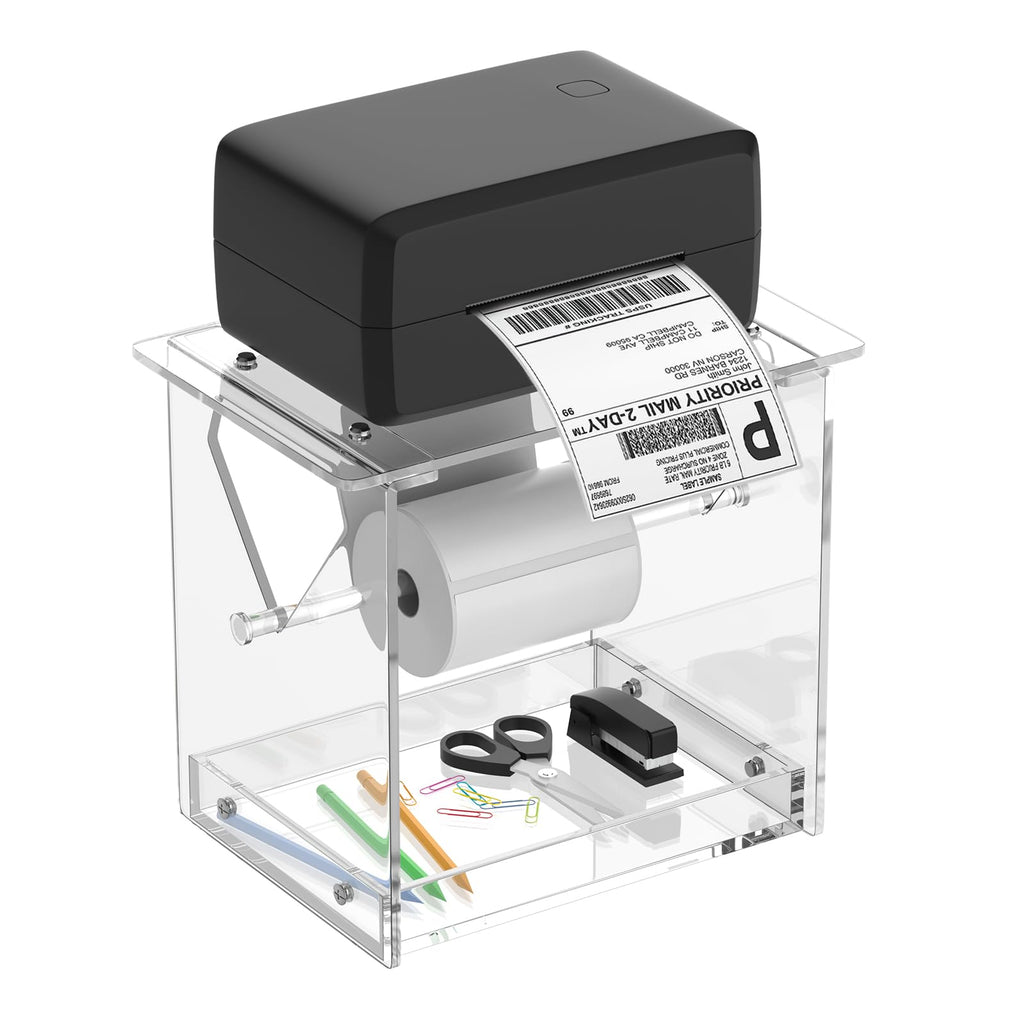 Acrylic Label Roll Holder for Thermal Printer Desktop Stand Transparent