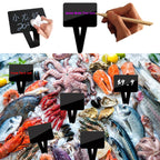 5Pcs Supermarket Aquatic Frozen Seafood Market Price Card Acrylic Black Ice Table Insert Label Clip Erasable Plug-in Label Display Rewritable Promotional Price Tag Waterproof Square Advertising Sign
