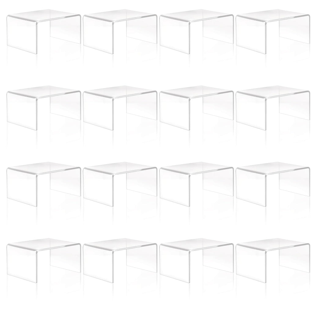 16 Pack Clear Acrylic Display Risers, Display Stand for Figures, Buffets, Dessert, Cupcakes, Candy, Jewelry and Collectibles (4.1" x 3.2" x 2.2" )
