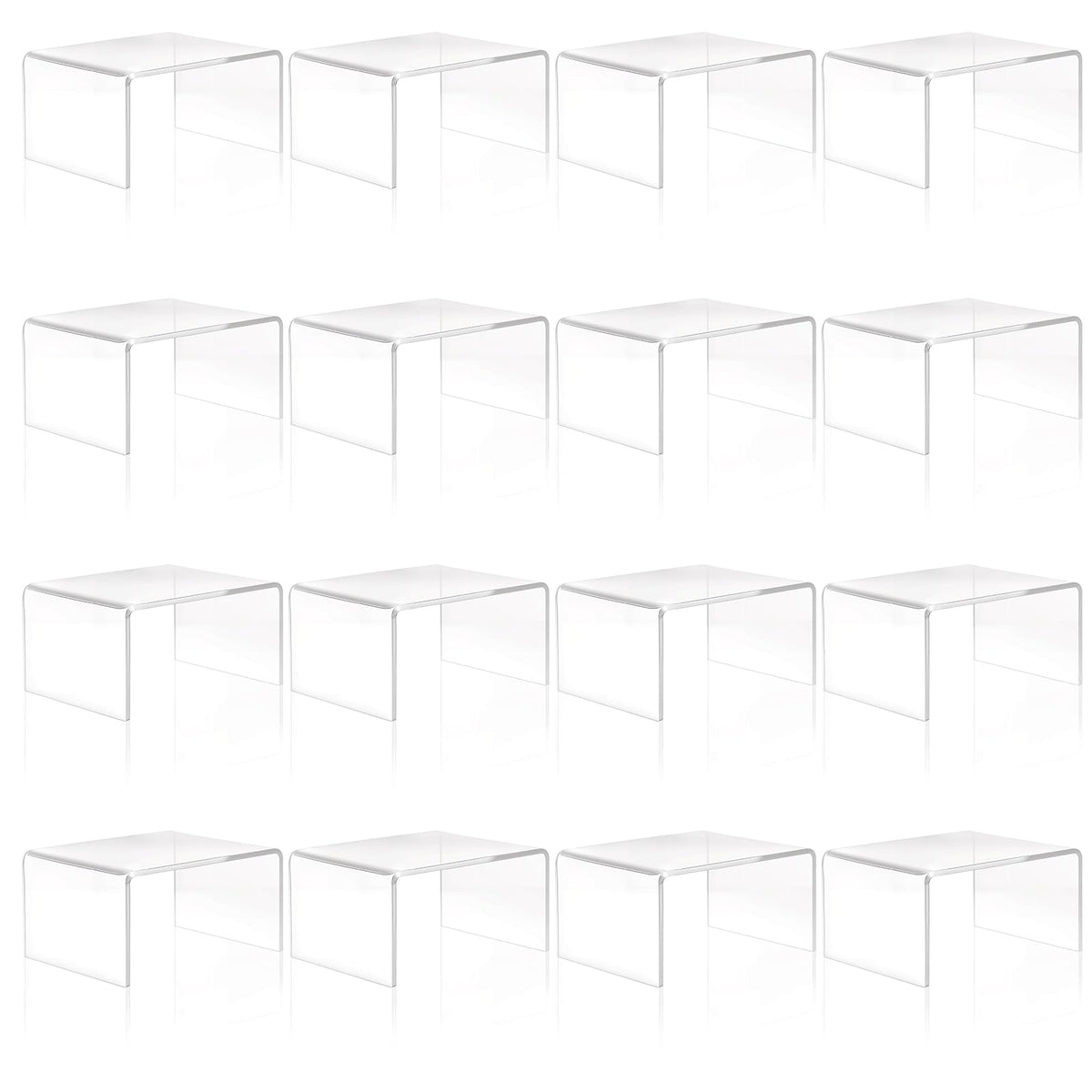 16 Pack Clear Acrylic Display Risers, Display Stand for Figures, Buffets, Dessert, Cupcakes, Candy, Jewelry and Collectibles (4.1" x 3.2" x 2.2" )