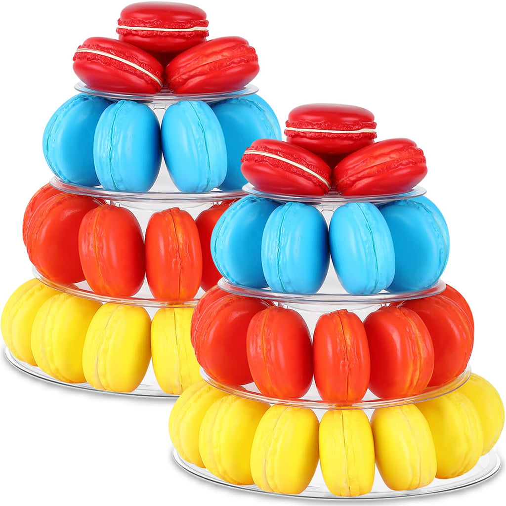 Juexica 2 Pcs Round Macaron Display Tower Stand 4 Tiers