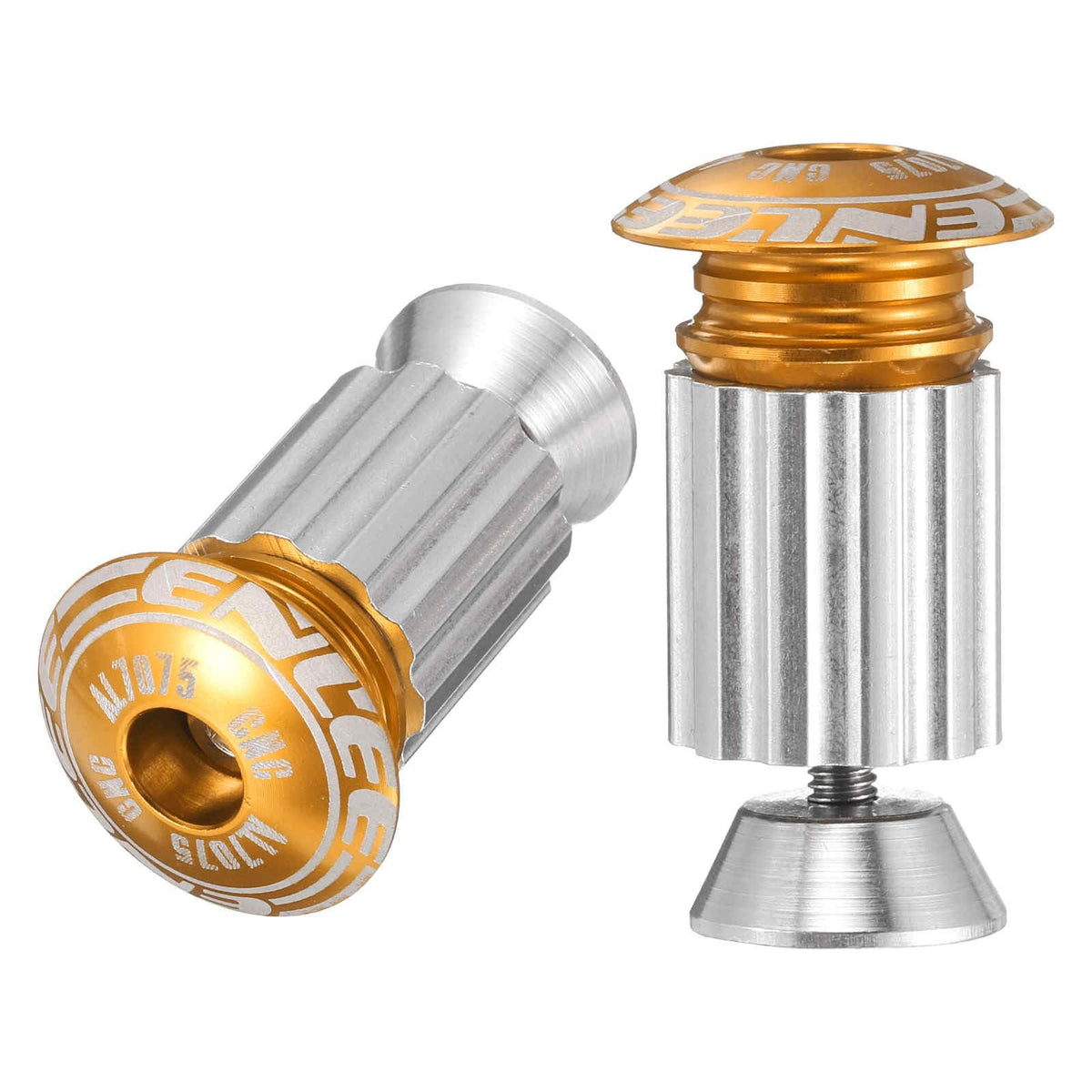 HARFINGTON Bike Handlebar End Plugs Aluminum Bar End Caps 18-20mm Adjustment Expanding Locking with Screw for MTB Road BMX Fixed Gear Bike, Gold 1