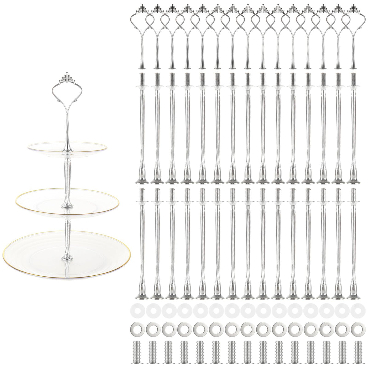 QTLCOHD 15 Set 3 Tiered Tray Hardware Kit, Zinc-Alloy Heavy Duty