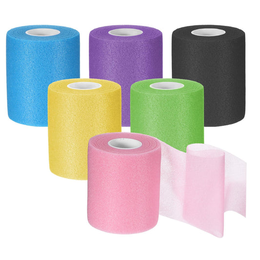 6 Roll 65.6yd Pre-Wrap Athletic Tape, Soccer Pre Wrap Foam Ankle Sports Tape Athletic Prewrap Wrist Tape for Soccer Equipment, Foam Underwrap Sports Athletic Wrap for Ankles Wrists Knees Elbows Color Mixing