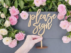 Please Sign Table Sign,Wooden Wedding Party Decoration,Wedding Guest Book Please Table Decoration for Bridal Shower Party Decoration