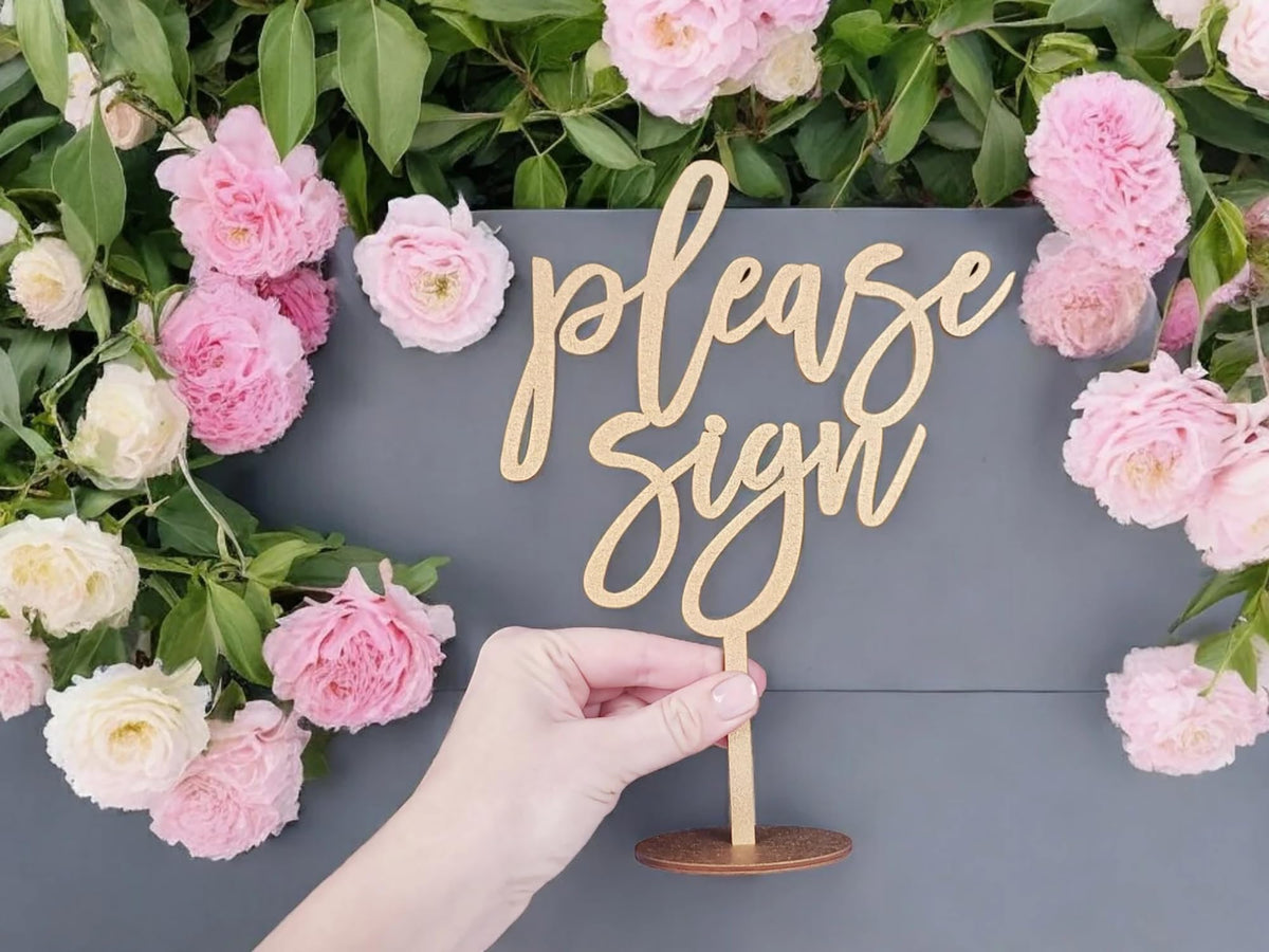 Please Sign Table Sign,Wooden Wedding Party Decoration,Wedding Guest Book Please Table Decoration for Bridal Shower Party Decoration