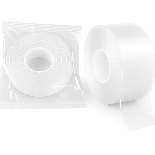 Heavy Duty Double Sided Mounting Tape - 10ft Clear Removable Adhesive Strips for Wall Pictures Decor - Damage Free Reusable Nano Technology