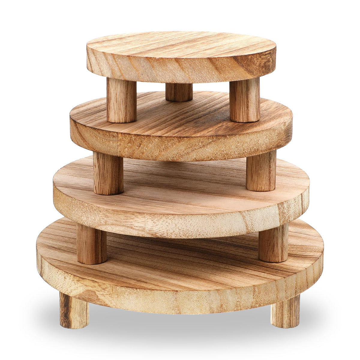 4 Pcs Wooden Risers Display Stands 5", 6", 7", 8", Brown