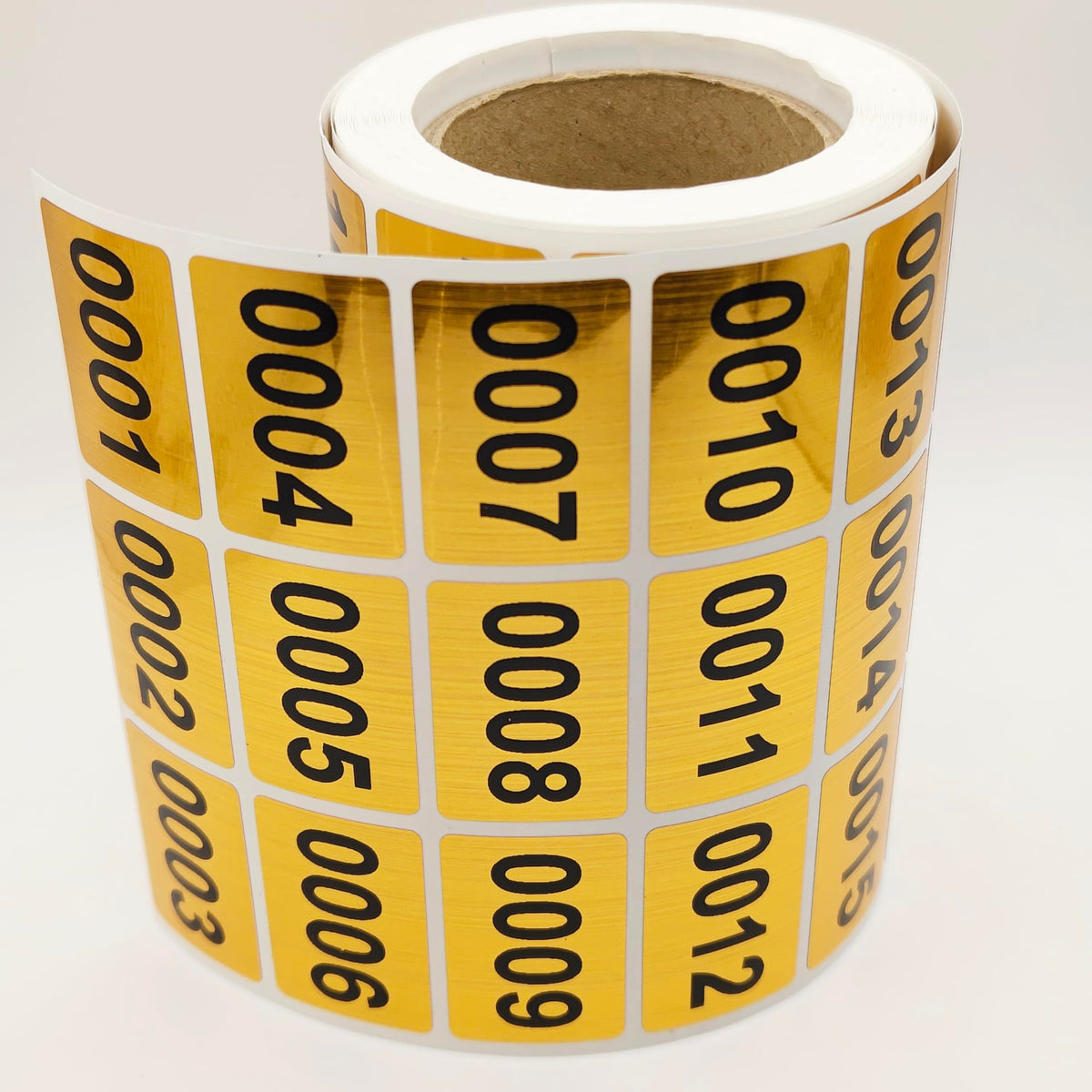 Sequential Number Labels, 1-1000 Gold Vinyl Stickers, 1.57 x 0.79 inches, Waterproof Self-Adhesive Roll (0001~1000) 0001~1000