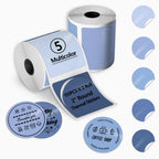 300PCS 2 Inch Circle Thermal Sticker Paper for Label Printer, Blue Series Multicolor Blue 150PCS/Roll