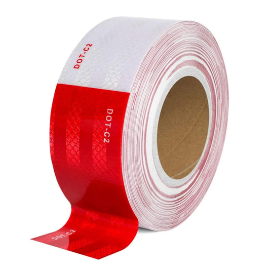 DOT-C2 Red Reflective Tape, Reflective Strips Waterproof High Intensity Tapes, Conspicuity Warning Safety Adhesive Tape, Red and White Reflective Tape for Vehicles, Cars, Trailers, Outdoors (2inx30ft) 2inx30ft