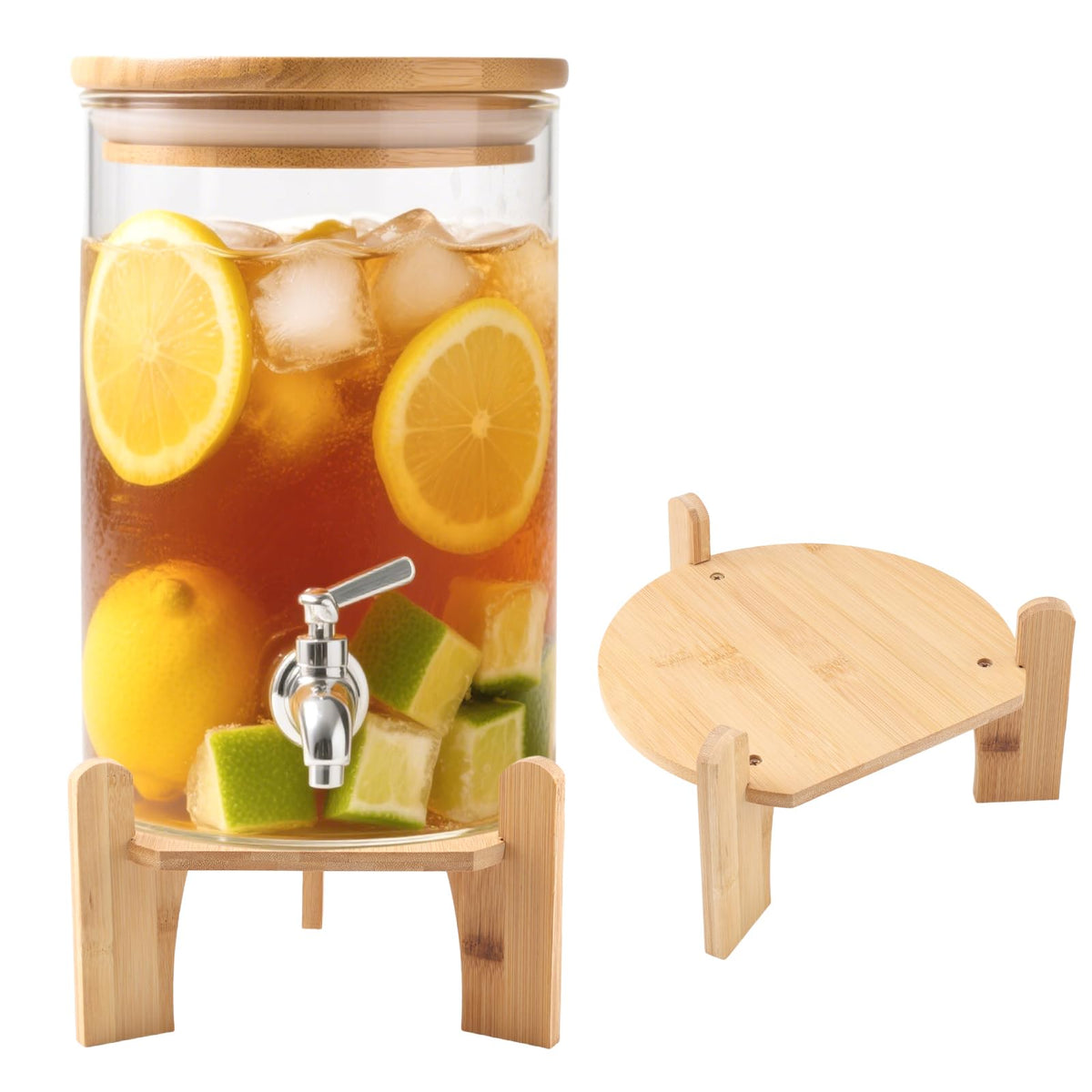 Wooden Drink Dispenser Stand, Beverage Dispenser Stand and Water Jug Holder, Drink Stand for Families, Parties and Catering Events, Fit Max 9 Inch Glass Water Pitcher Water Filter Bottle
