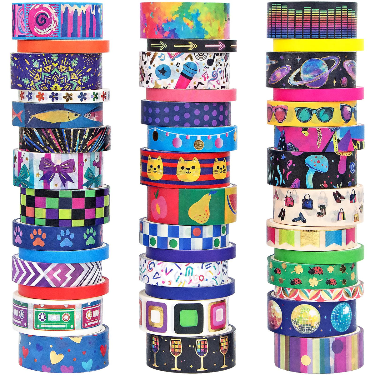 Ieebee Gold Foil Washi Tape Set - 42 Rolls Decorative Masking Tape for Crafts Supplies, Scrapbooking, Bullet Journal, Party Decoration, DIY Arts & Crafts, Planner