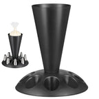 Hemobllo Piping Bag Holder Stand, Black Stainless Steel Pastry Rack with Nozzle Slots & Easy-Fill Design for Mess-Free Cake Decorating, for Home Bakers & Professionals 8.49x7.47 in