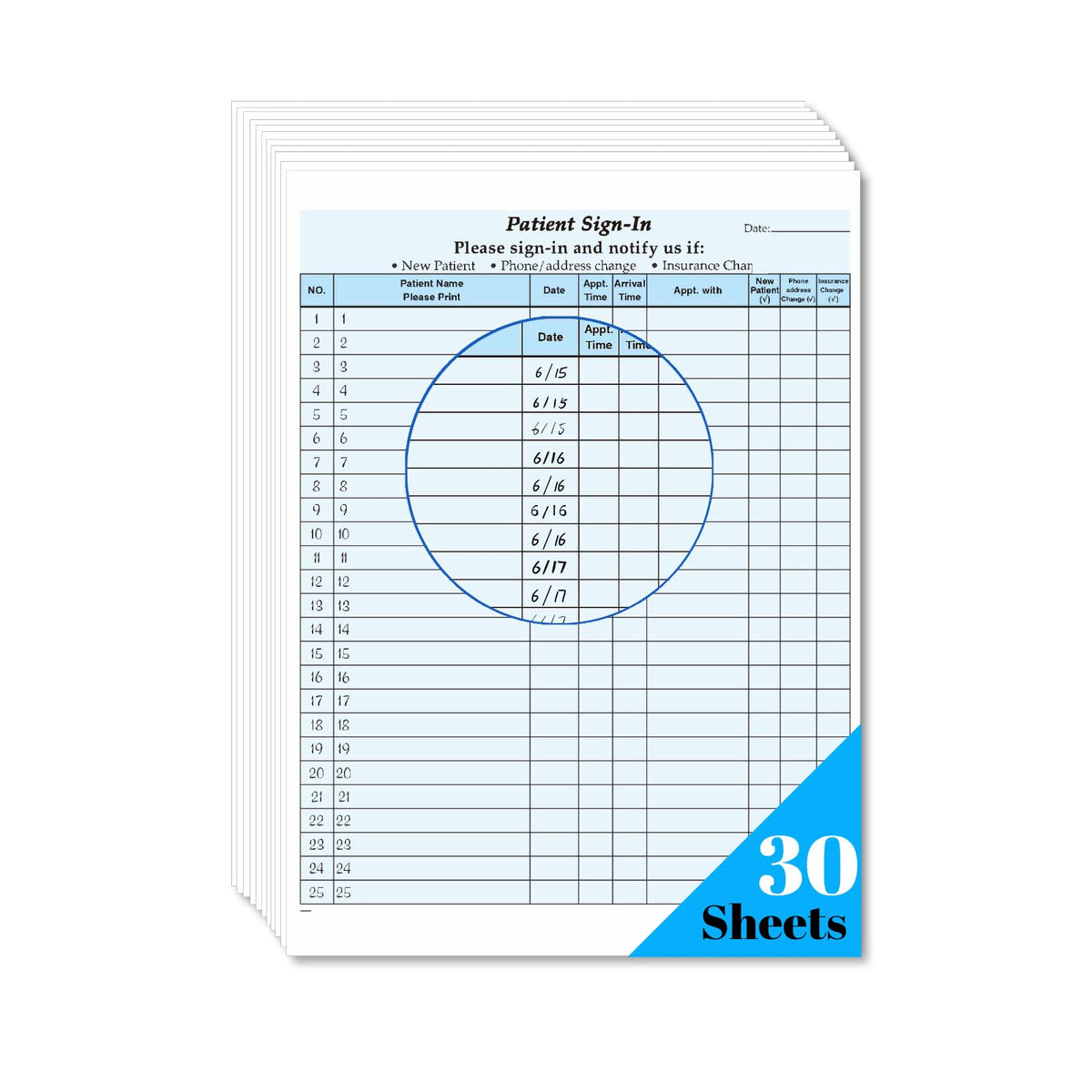 Patient Sign in Sheets, HIPAA Compliant Medical Forms with Peel-Off Labels 30