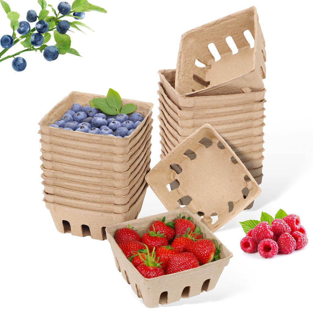50 Pack Mini Natural Pulp Fiber Berry Basket
