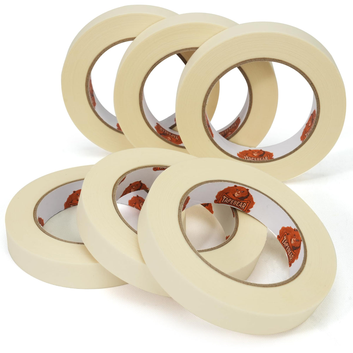TAPEBEAR General Purpose Masking Tape 0.75 Inches x 60 Yards, Beige White Painters Tape for Painting, Labeling, DIY Arts Crafts, Home Office School Projects, 6 Rolls 0.75" x 60 Yards