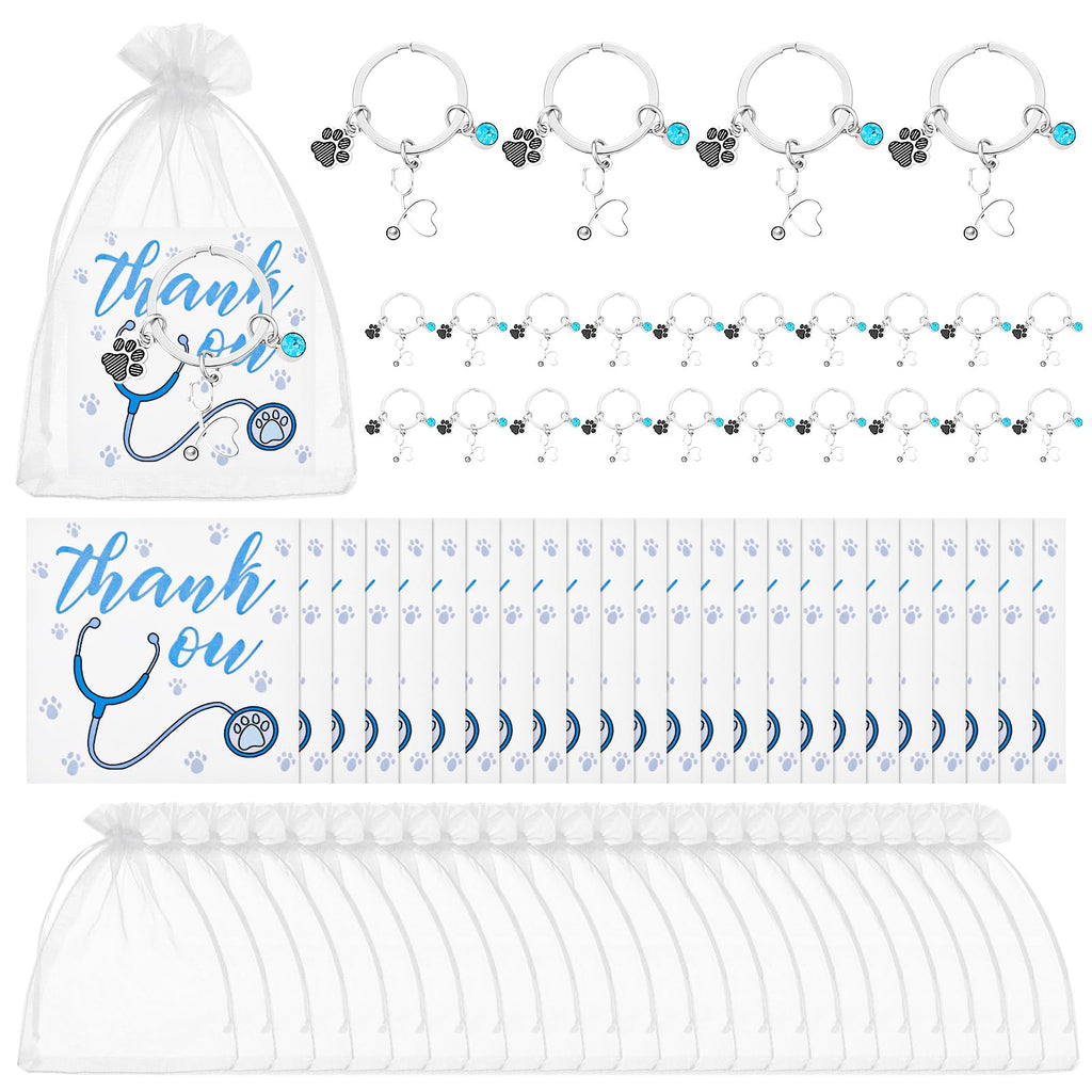 Sureio 24 Sets Vet Tech Appreciation Gifts Bulk Veterinary Keychains Claw