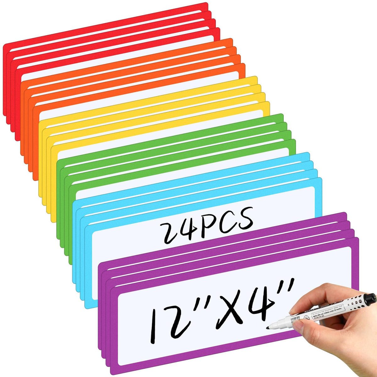 24 Pcs Large Magnetic Dry Erase Labels, Frame Style