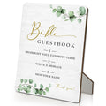 Bible Guest Book Sign 5"X7", Wedding Bible Guest Book Wooden Stand Sign, Wedding Table Decor for Ceremony & Reception (Green Leaves, 5x7 Inch) 5"X7" Green Leaves