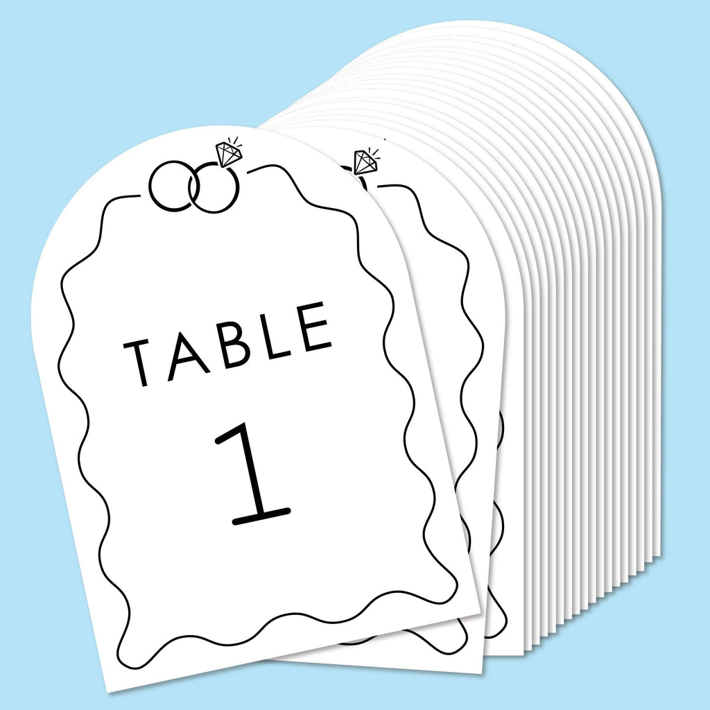 Big Dot of Happiness Wedding Rings Table Numbers, Engagement and Anniversary Party Decor, Wedding Centerpieces, Double-Sided 5 x 7 inches Cards, Table Numbers - 1-20