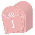Big Dot of Happiness Wedding Hearts Pink Table Numbers, Engagement and Anniversary Party Decor, Wedding Centerpieces, Double-Sided 5 x 7 inches Cards, Table Numbers - 1-20