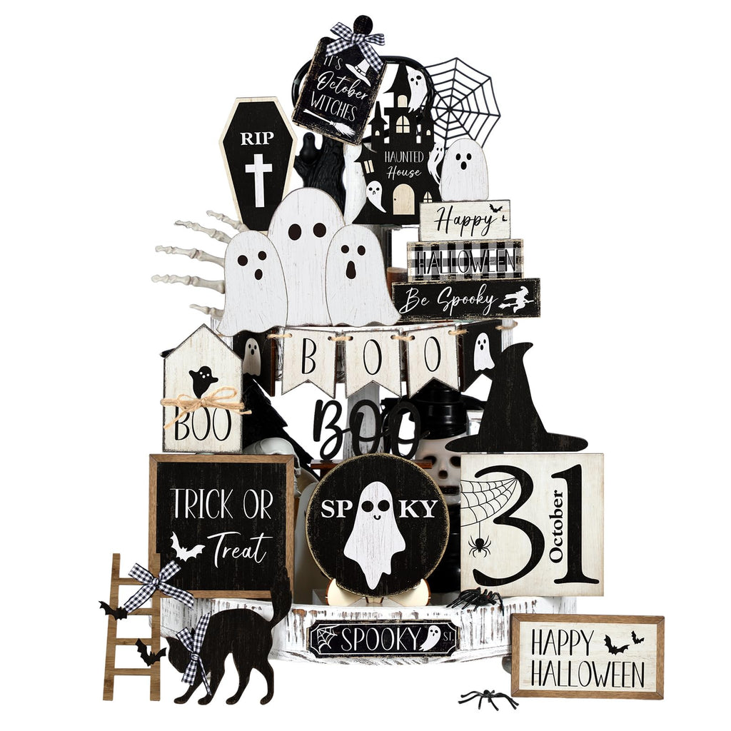 Vercraft Halloween Ghost Tiered Tray Decorations, Ghost