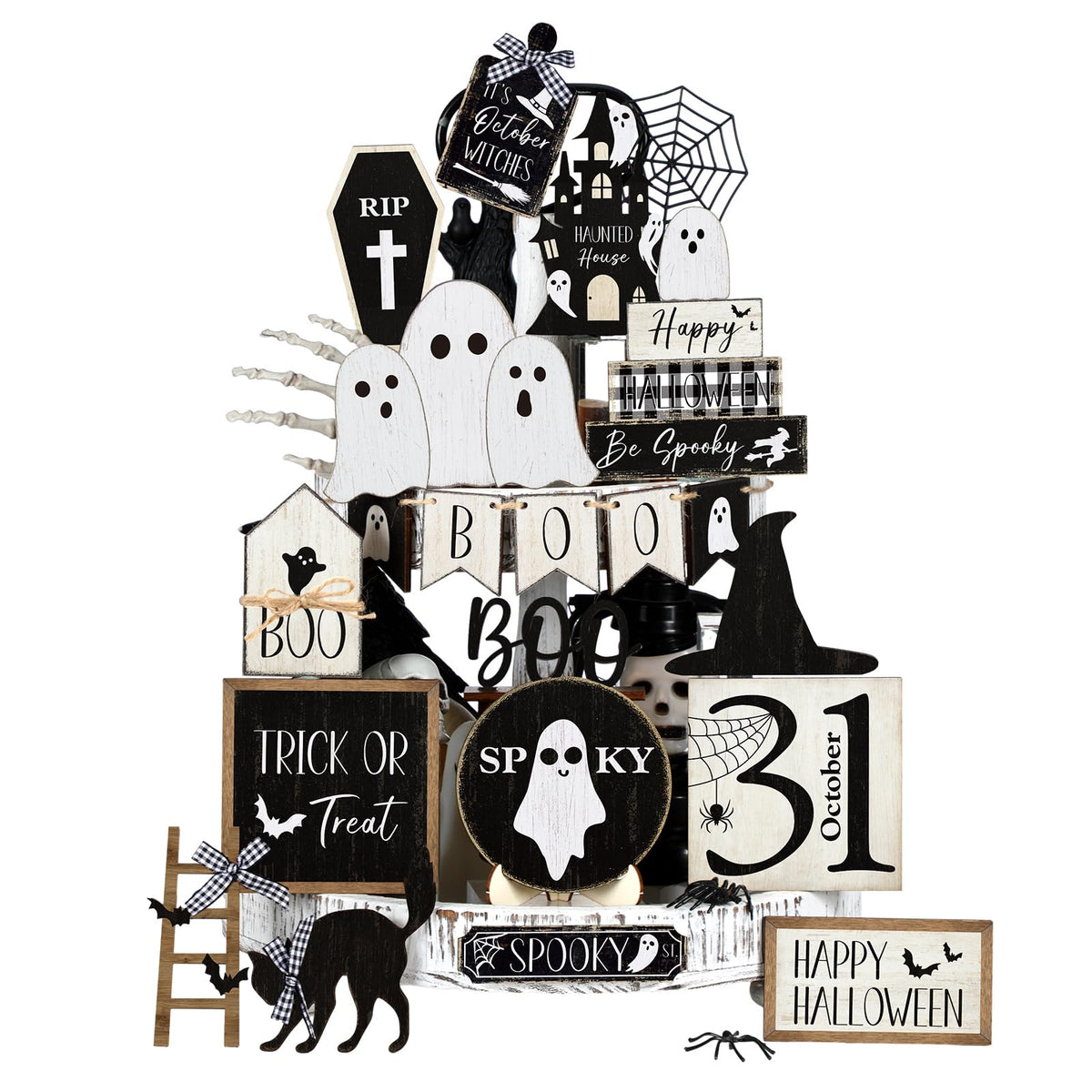 Vercraft Halloween Ghost Tiered Tray Decorations, Ghost