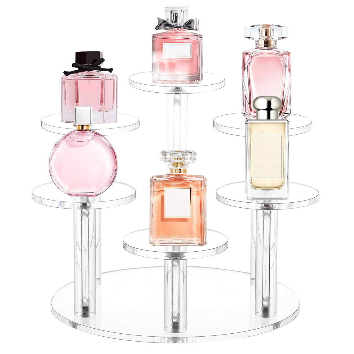6 Tier Round Acrylic Display Stand, Clear Display Stand for Perfume 6 Tier