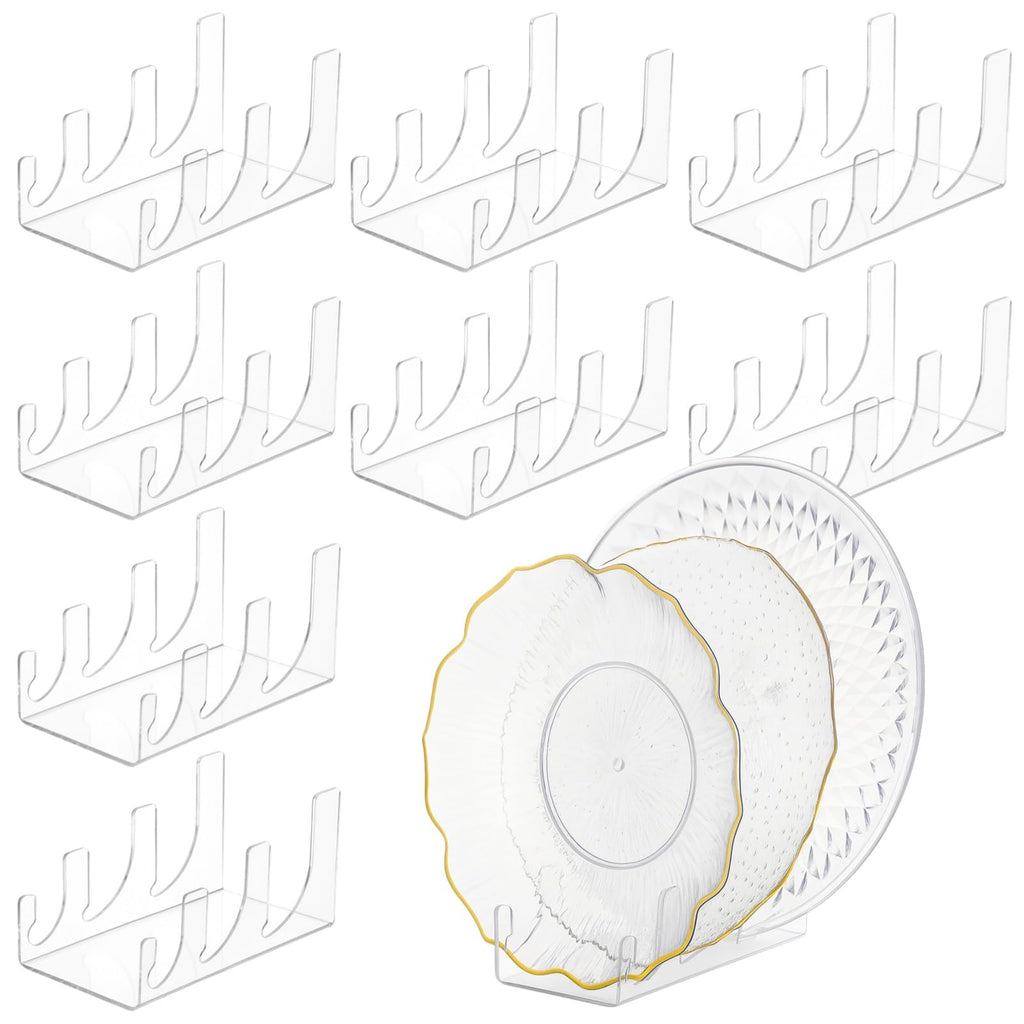 Homaisson 8 PCS Acrylic Plate Stands for Display, 3-Tier Clear Dinnerware Rack Set, Multifunction Transparent Plate Holders for Kitchen Cabinets, China Platters, Glass Cups, Books, 7.2 x 3.9 x 3.9 in