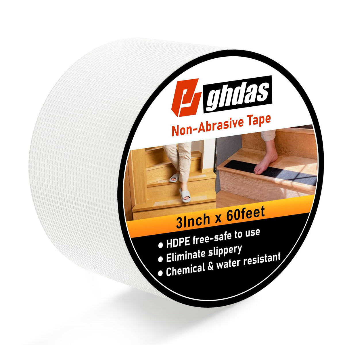 Non-Abrasive Grip Tape Roll, 3In x 60ft, Customizable Sliding Duty Tape, Portable Multi-Purpose Grip Tape, Tear, Peel & Slip, for Gadgets and Gear From Slipping, Sliding Or Shifting More (Clear) Clear 3" x 60'