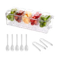 Chilled Condiment Server，Taco Bar Serving Set for Party，15.3" Condiment Serving Platters with 5 Separate Lids and Removable Compartments, Set of 5 Serving Spoons & 2 Clips (5 Containers, 1 pack) 5 Containers