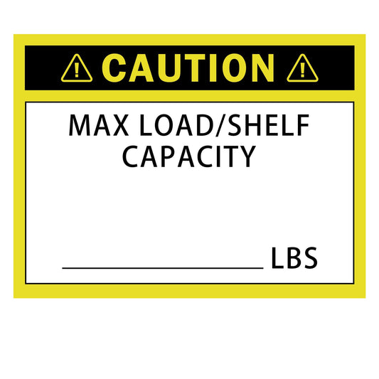 Pallet Rack Capacity Labels 3x4-Inch Caution MAX Load/Shelf LBS Warning Stickers - 50 Pcs/Pack Industrial Strength Sticker for Warehouse Safety (yellow) yellow