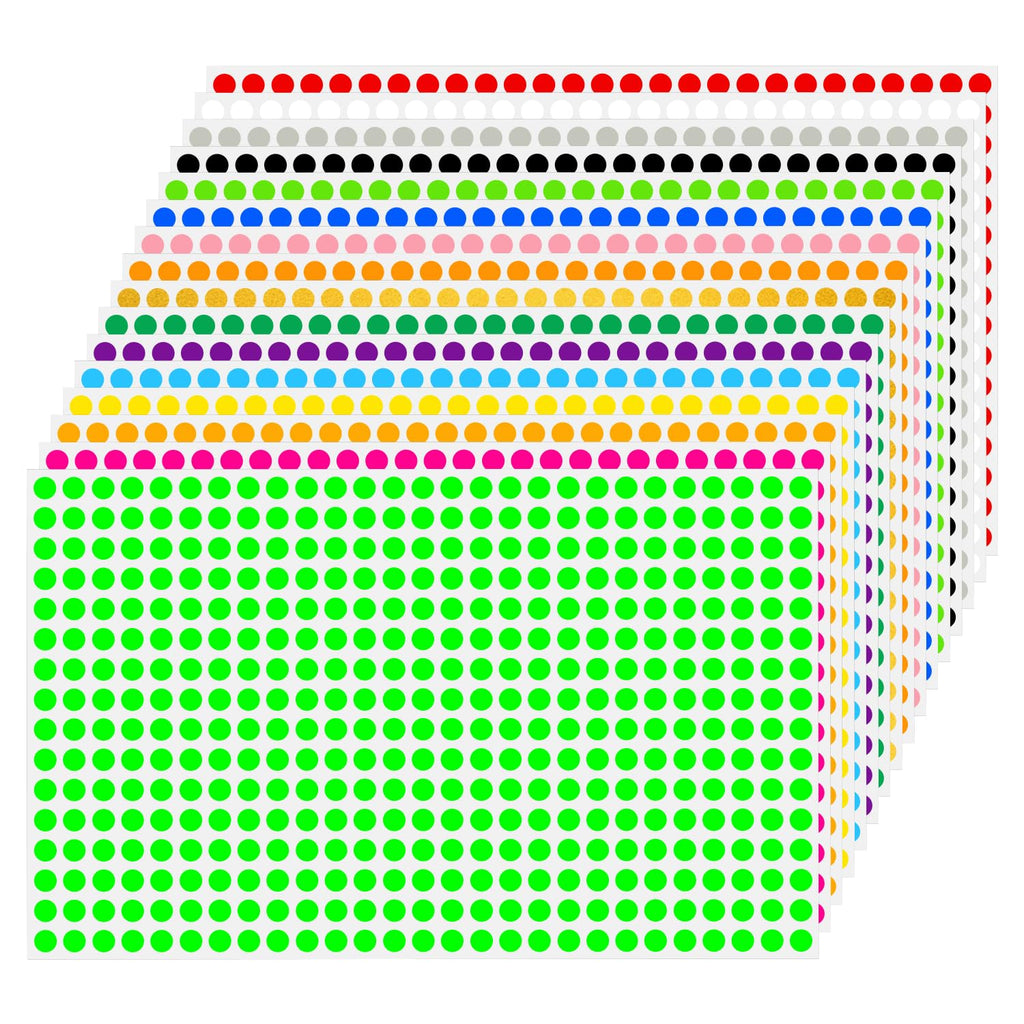 1/4" Round Color-Code Dot Sticker,Color Coding Circle Label (Multicolor) 16 Colors 0.25 X 0.25 inch