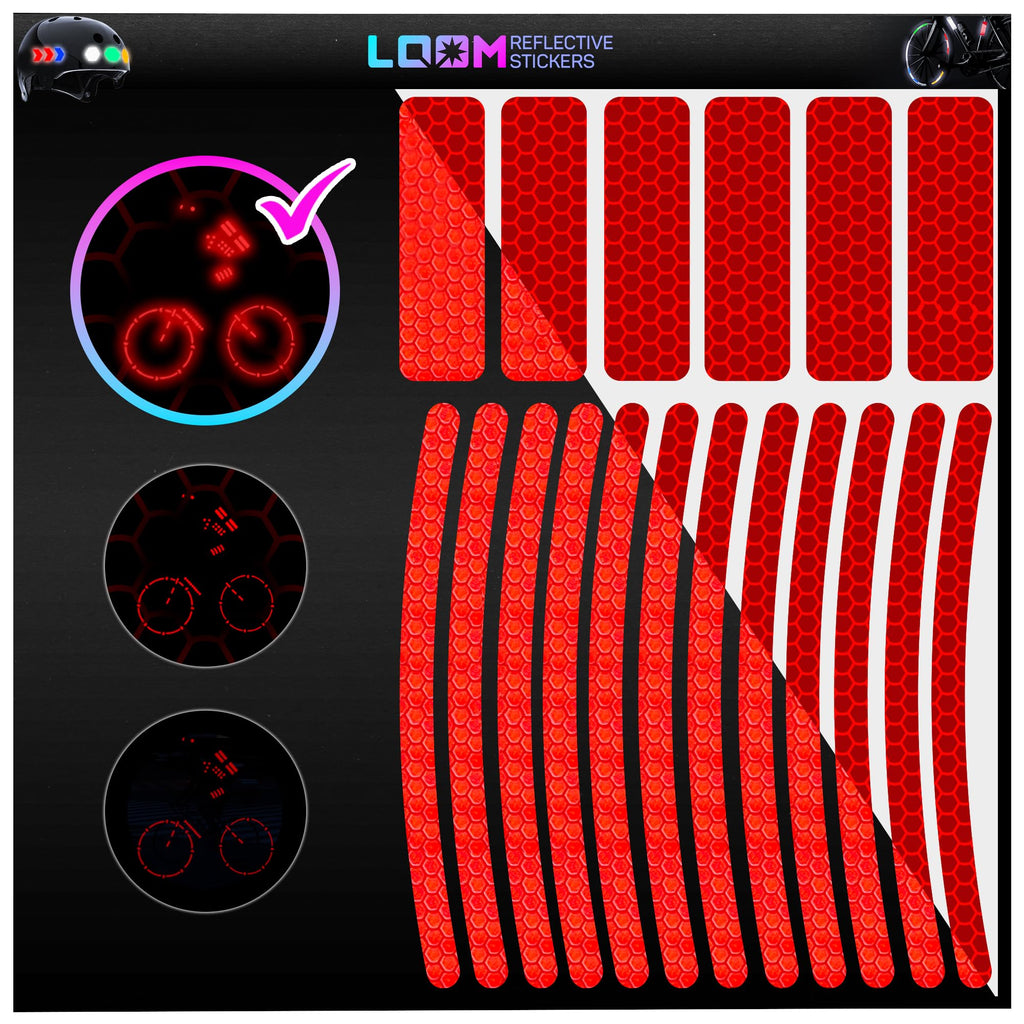 LOOM® Reflective Stickers for Bikes Rims | 18pc Brilliant-Red