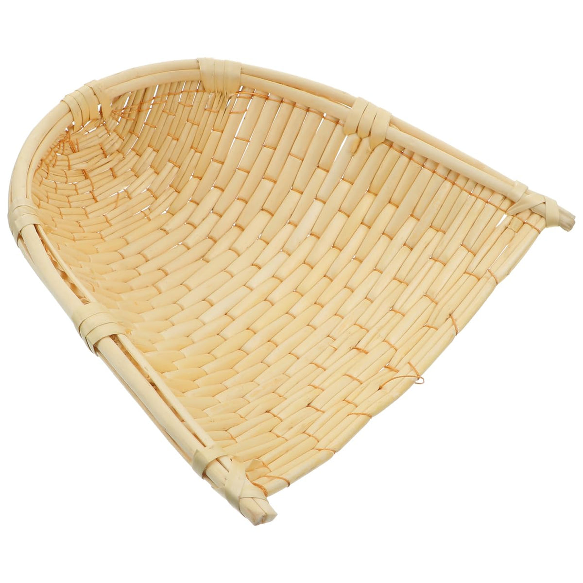 BESTYASH Handmade Woven Basket, Bamboo Winnowing Tray Household Vegetable Holder Decorative Storage Basket for Kitchen Display Easy-Clean Beige for Home Organization and Serving