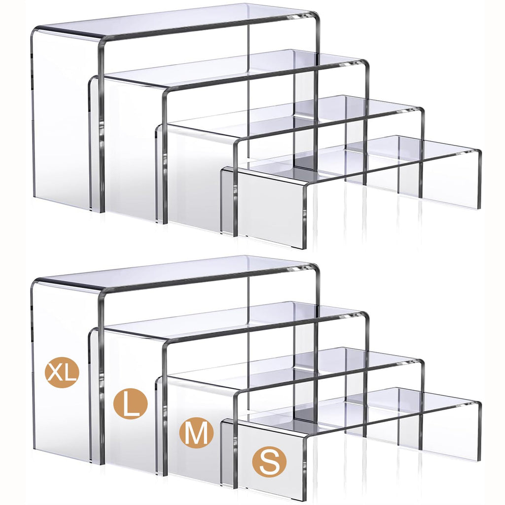 MerryNine Clear Acrylic Risers Display Stands Multi-Size Rectangular-4mm-8pcs