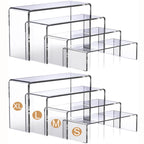 MerryNine Clear Acrylic Risers Display Stands Multi-Size Rectangular-4mm-8pcs