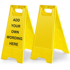 2 Pack 17.5" Height Blank Floor Sign Yellow A-frame Foldable Caution Sign Write-On Double Sided Safety Warning for Pool Restaurant Restroom Office 2 6.5 x 17.5 x 10.2 Inch
