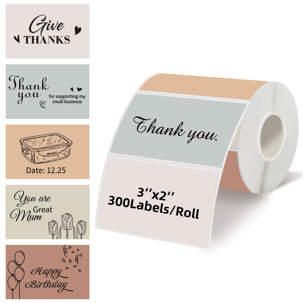Starboling 3" x 2" Thermal Labels,Self-Adhesive Rectangle Thermal Printer Sticker,for Price,Barcode,Mailing,Name（Beige Gradient） 2''x3''beige