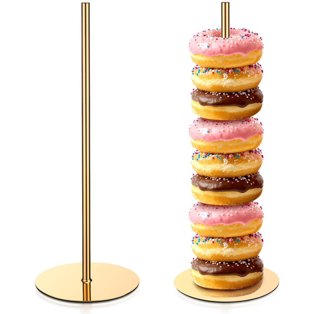 2 Pcs Metal Donut Display Stand Tower for Dessert Table, Gold 2