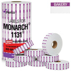 Purple Reverse Print on White Bakery Labels for Monarch 1131-20,000 Labels w/ 8 Rolls Value Pack, 1 Sleeve - Made in USA
