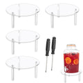 4 Pcs Drink Dispenser Stand, 7.9" Acrylic Beverage Dispenser Stand,Clear Acrylic Stands,Pitcher Stand Base with Screwdriver for Water Dispenser Stand for Parties,Weddings,Cake Stand,Plant Stands