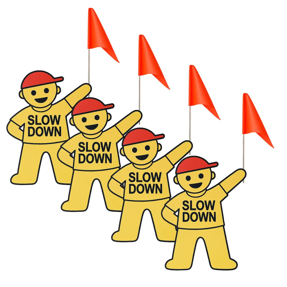 Kids Slow Down Sign with Flag for Yard – Caution Children at Play, Kids Playing Slow Down Marker for Neighborhood Street Safety (yellow) yellow