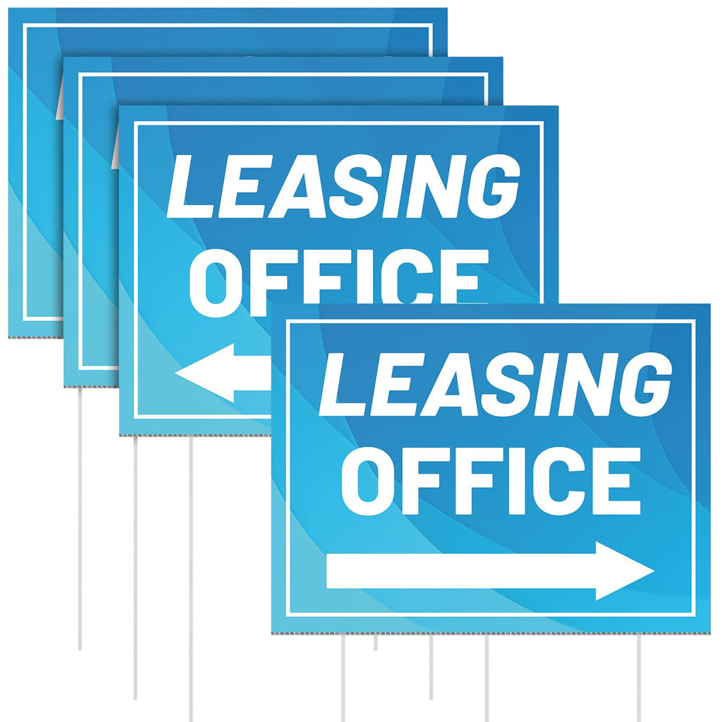 Ripeng 3 Pcs Leasing Double Sided Yard Signs with Arrow 16 x 12 Inch Yard Signs with Stakes for Outdoor Office Retail Store Restaurant Bar Hotel(Leasing Office) Leasing Office
