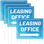 Ripeng 3 Pcs Leasing Double Sided Yard Signs with Arrow 16 x 12 Inch Yard Signs with Stakes for Outdoor Office Retail Store Restaurant Bar Hotel(Leasing Office) Leasing Office