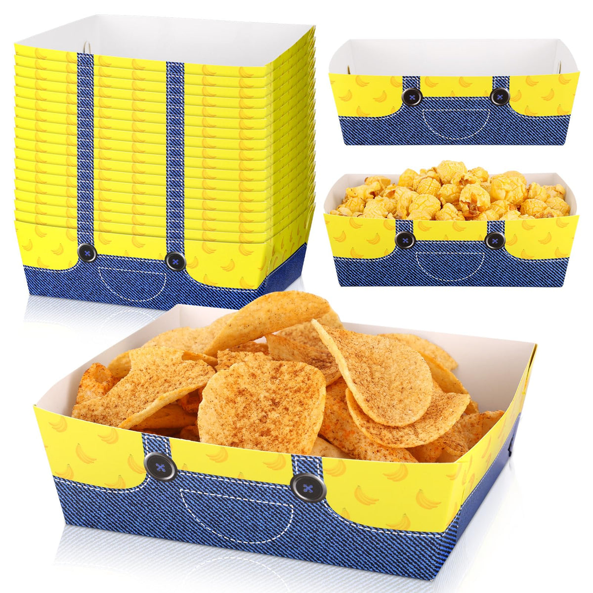 24 PCS Cartoon Yellow Party Food Trays Disposable