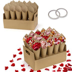 2 Set Wedding Paper Cone Stand Box, 2 Party Cardboard Cone Holders Trays of 20 Holes Each with 40 Kraft Cone Paper for Wedding, Party, Celebration, Decoration
