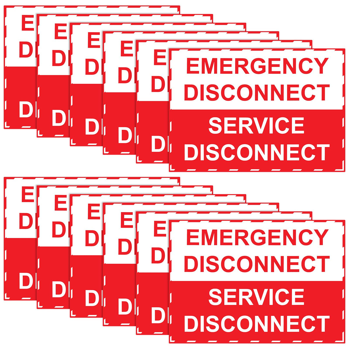 LEIFIDE 12 Pack NEC Compliant Emergency Disconnect Sticker 5"x 3.5" Emergency Disconnect Service Warning Sticker Shut Off Sign UV-Resistant Electric Panel Labels Vinyl Waterproof for Indoor Outdoor