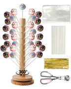 Wood Cake Pop Stand Kit 48 Holes with Spinning Base Wooden Set 1